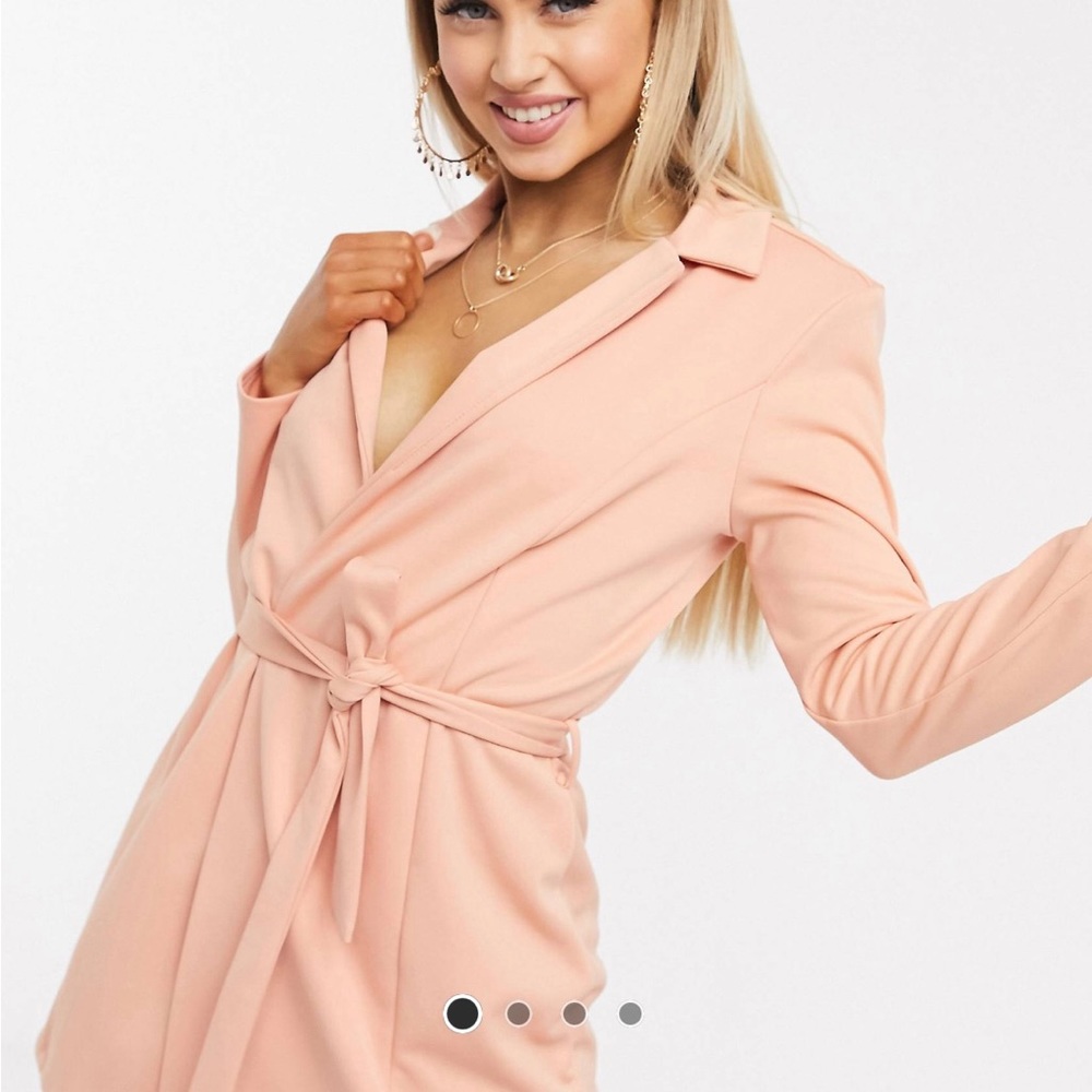 Flounce London Club tie waist blazer in cantaloupe